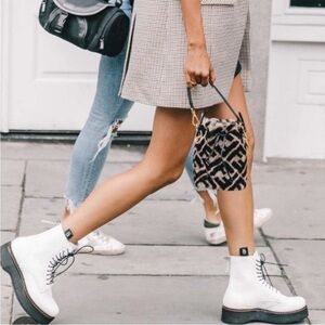 Dr. Martens Zavala Combat Boot white leather - celebrity favorite Size 7